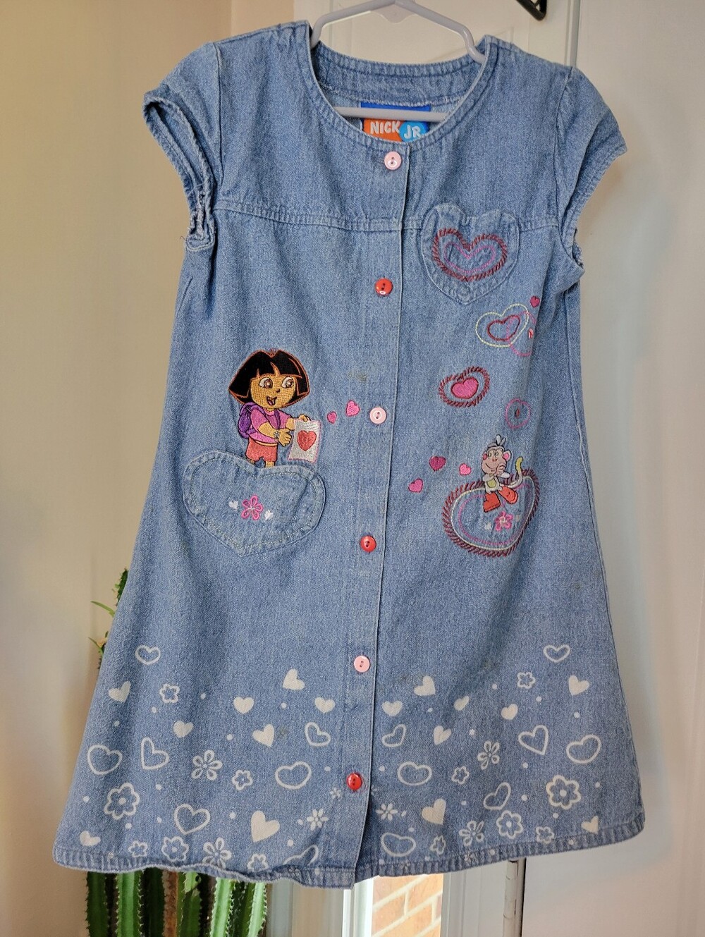 Nick Jr. Dora the Explorer Blue Denim 2004 Jumper, Size Kids 6